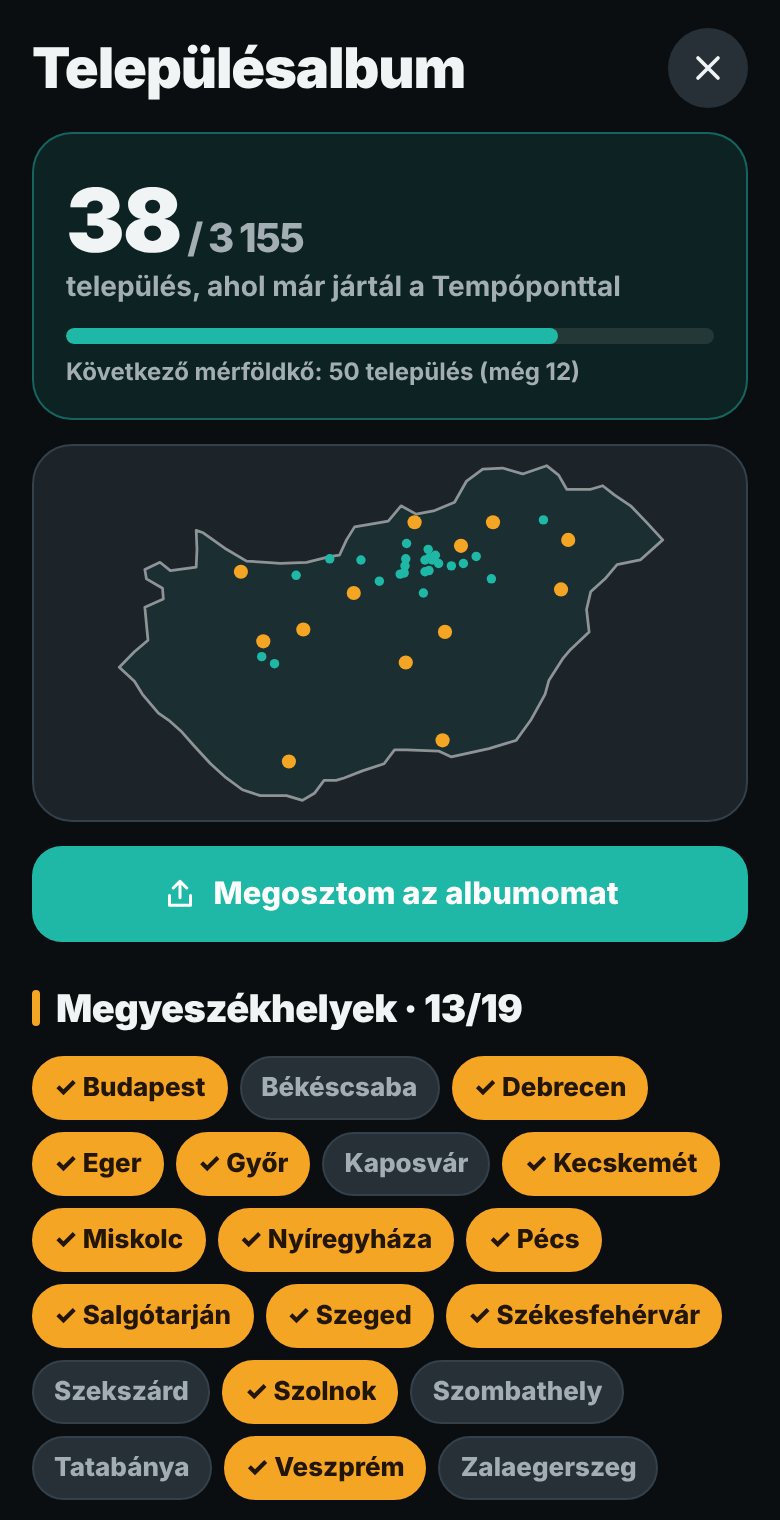 Településalbum Magyarország-térképpel